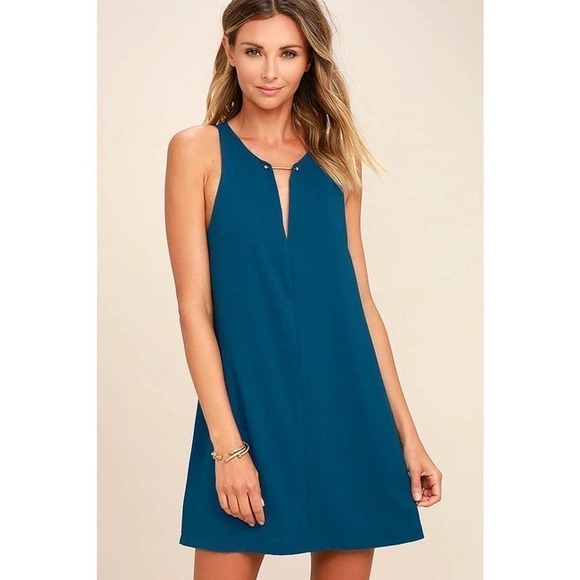 LULU'S NWT Near or Bar Teal Blue Dress Small - Picture 1 of 10
